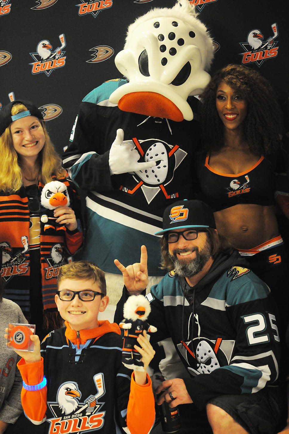 San Diego Gulls Hockey Mascot with my son Troy:)