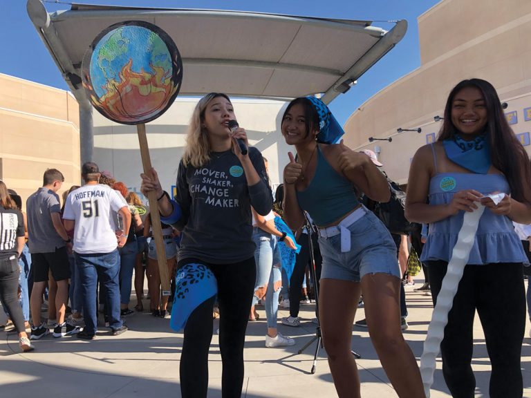 Students take a break from class for walkout