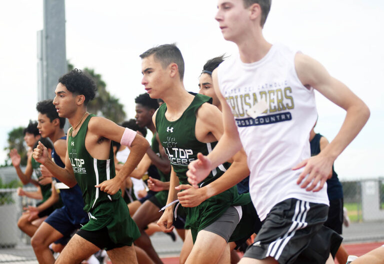 Lancers put best foot forward in dual meet win over Crusaders